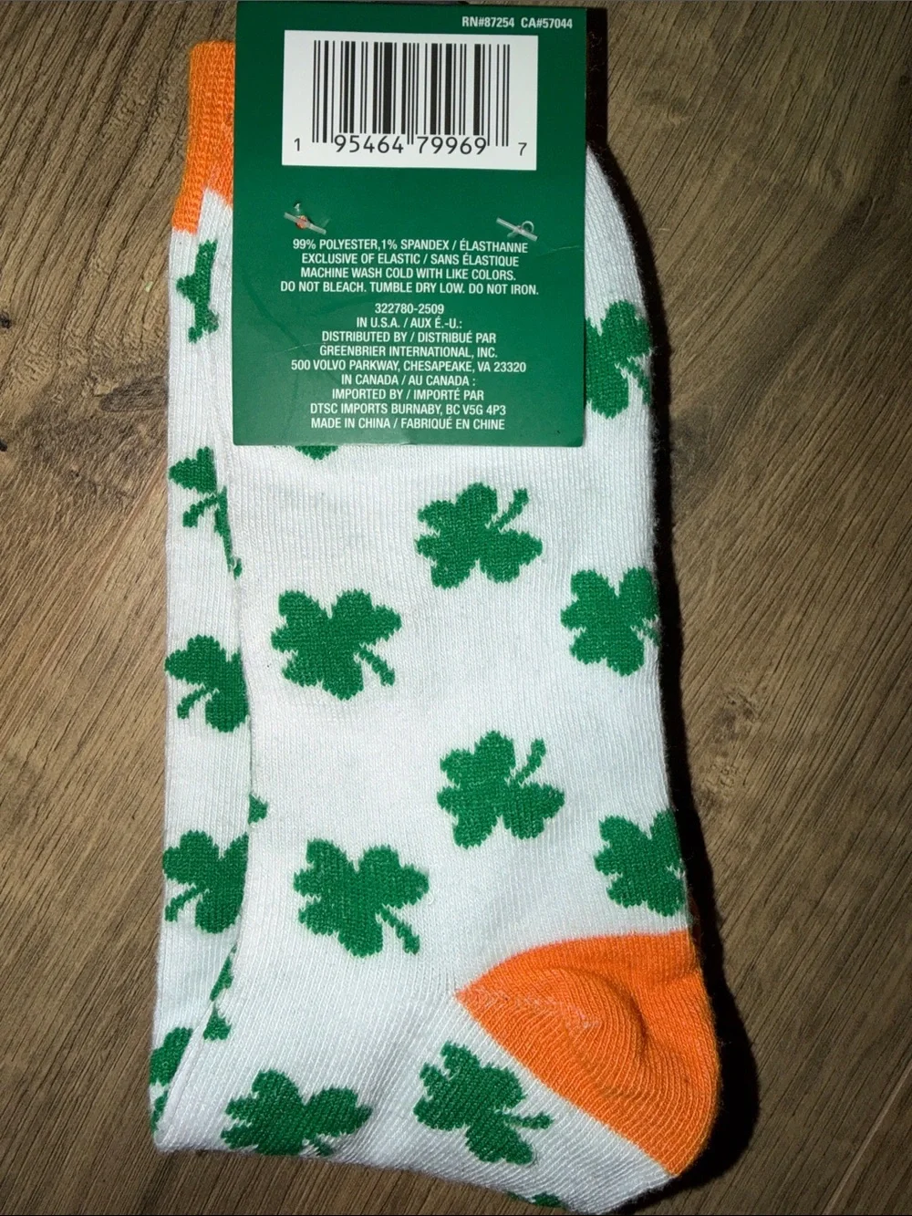 Ladies Knee High Socks with Green Shamrock Print -